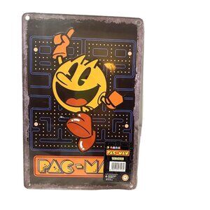 pac man tin sign 12 x 8 game room man cave decor arcade sealed new